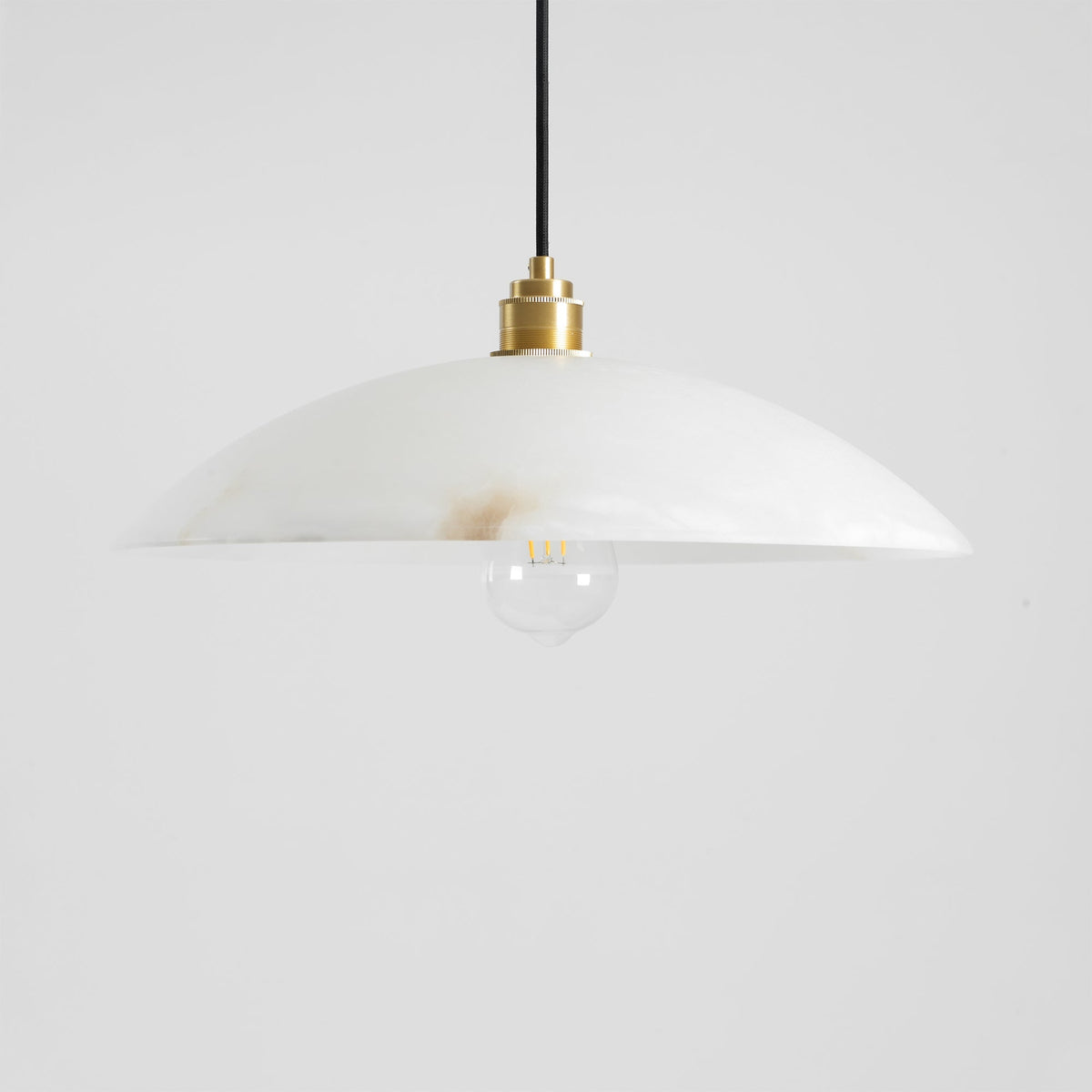 Alabaster Dome Swag Pendant Light in Brass Finish