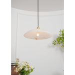 Alabaster Dome Swag Pendant Light in Brass Finish