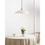 Alabaster Dome Swag Pendant Light in Brass Finish