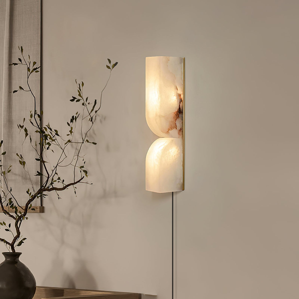 Alabaster Essence Plug-In Wall Sconce in Gold or Black