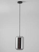 Hand-Carved Alabaster Cylinder Pendant Light in Glass Shell