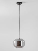 Hand-Carved Alabaster Cylinder Pendant Light in Glass Shell