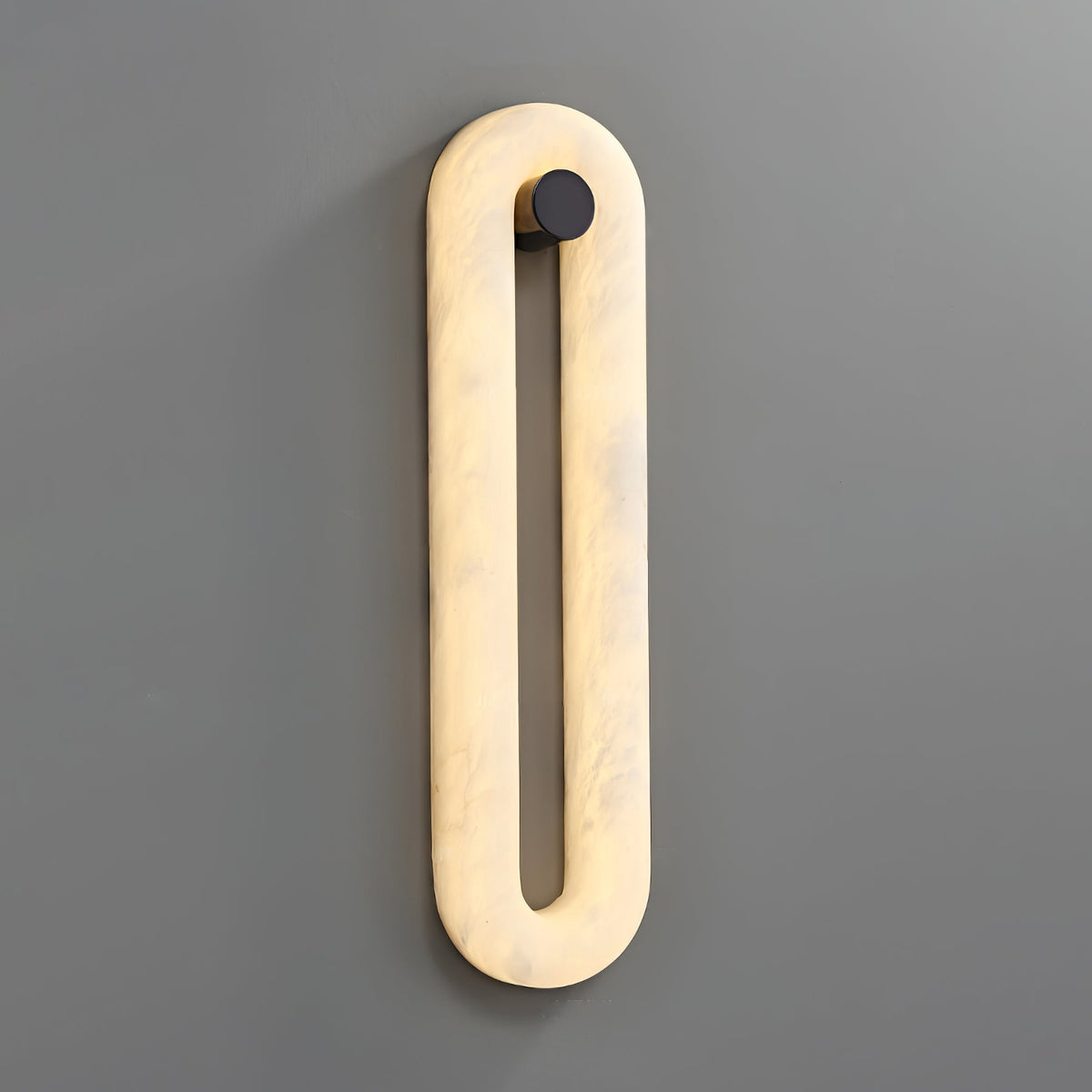 Alabaster Capsule Wall Sconce in Natural Stone with Black Mount