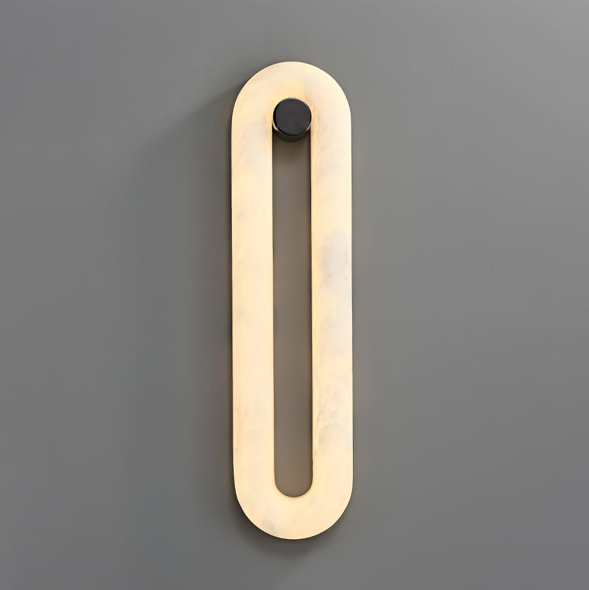 Alabaster Capsule Wall Sconce in Natural Stone with Black Mount