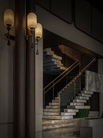 Alabaster Obelisk Double Sconce in Brass and Marble