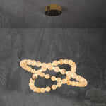 Alabaster Orb Ring Chandelier – Modern LED Halo Light for Dining Room