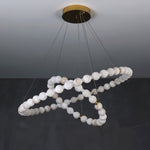 Alabaster Orb Ring Chandelier – Modern LED Halo Light for Dining Room