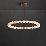 Alabaster Orb Ring Chandelier – Modern LED Halo Light for Dining Room