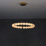 Alabaster Orb Ring Chandelier – Modern LED Halo Light for Dining Room
