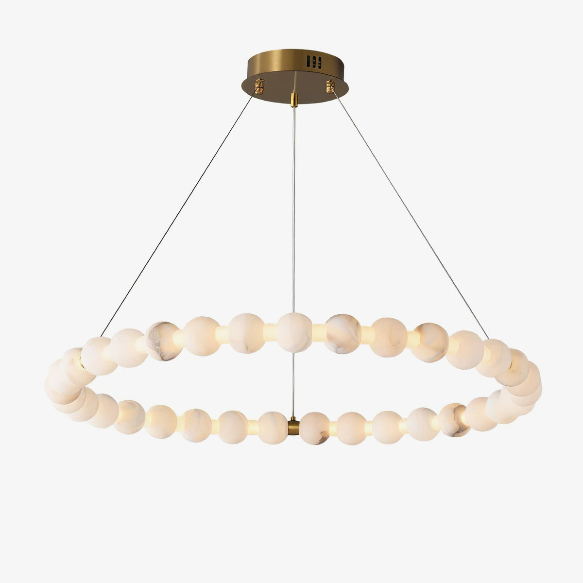 Alabaster Orb Ring Chandelier – Modern LED Halo Light for Dining Room