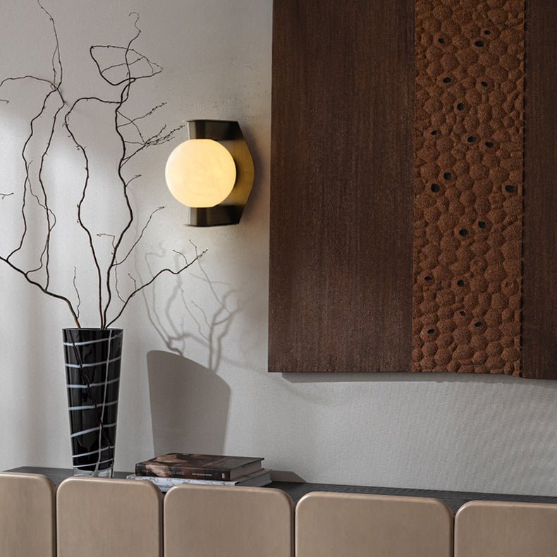 Alabaster Orb Wall Sconce in Aged Brass | Modern Luxury Lighting