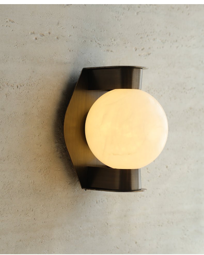 Alabaster Orb Wall Sconce in Aged Brass | Modern Luxury Lighting