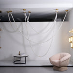 Alabaster Pearl Necklace Chandelier — Cascading Beaded LED Pendant Light