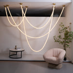 Alabaster Pearl Necklace Chandelier — Cascading Beaded LED Pendant Light