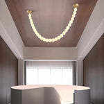 Alabaster Pearl Necklace Chandelier — Cascading Beaded LED Pendant Light