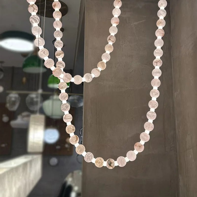 Alabaster Pearl Necklace Chandelier — Cascading Beaded LED Pendant Light