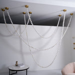 Alabaster Pearl Necklace Chandelier — Cascading Beaded LED Pendant Light