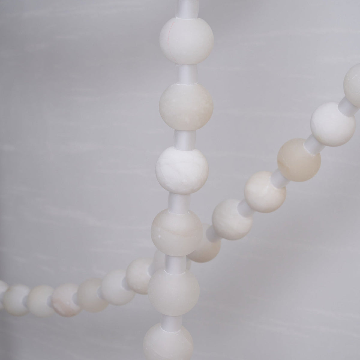 Alabaster Pearl Necklace Chandelier — Cascading Beaded LED Pendant Light