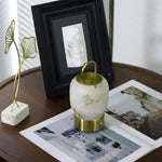 Alabaster Portable Rechargeable Table Lamp with Gold Handle