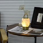 Alabaster Portable Rechargeable Table Lamp with Gold Handle