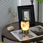 Alabaster Portable Rechargeable Table Lamp with Gold Handle