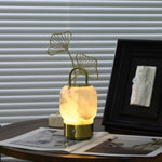 Alabaster Portable Rechargeable Table Lamp with Gold Handle