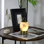 Alabaster Portable Rechargeable Table Lamp with Gold Handle