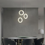 Alabaster Ring Pendant Light in Natural Stone with Brass Accents
