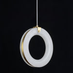 Alabaster Ring Pendant Light in Natural Stone with Brass Accents