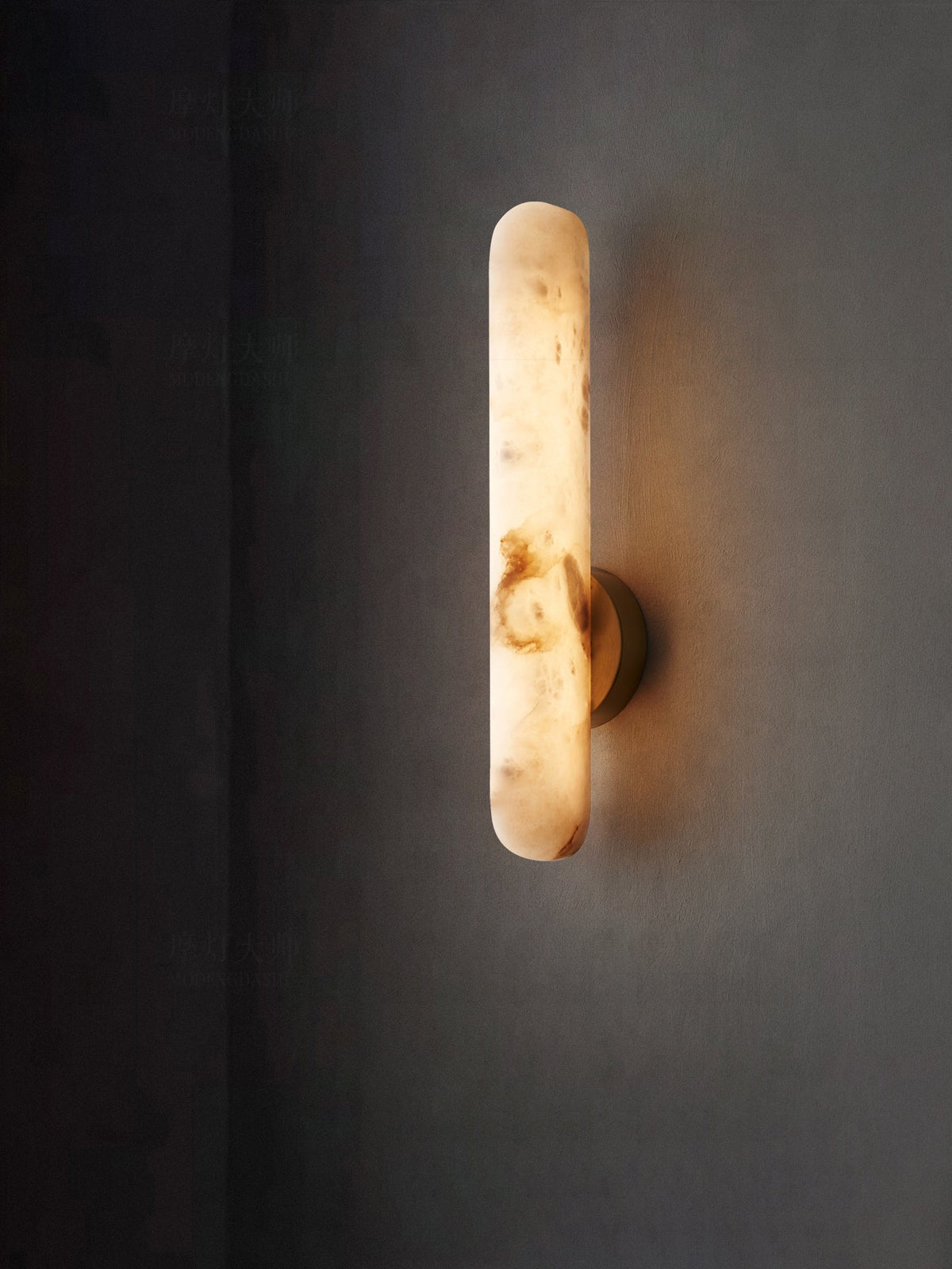 Alabaster Rod Wall Sconce in Brass – Modern Minimalist Lighting