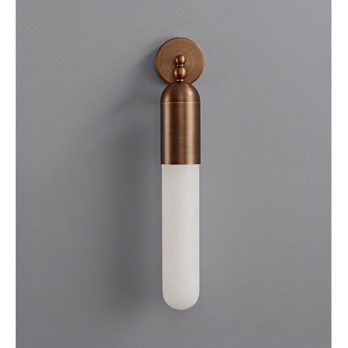 Alabaster Sculpted Tube Wall Sconce in Polished Brass