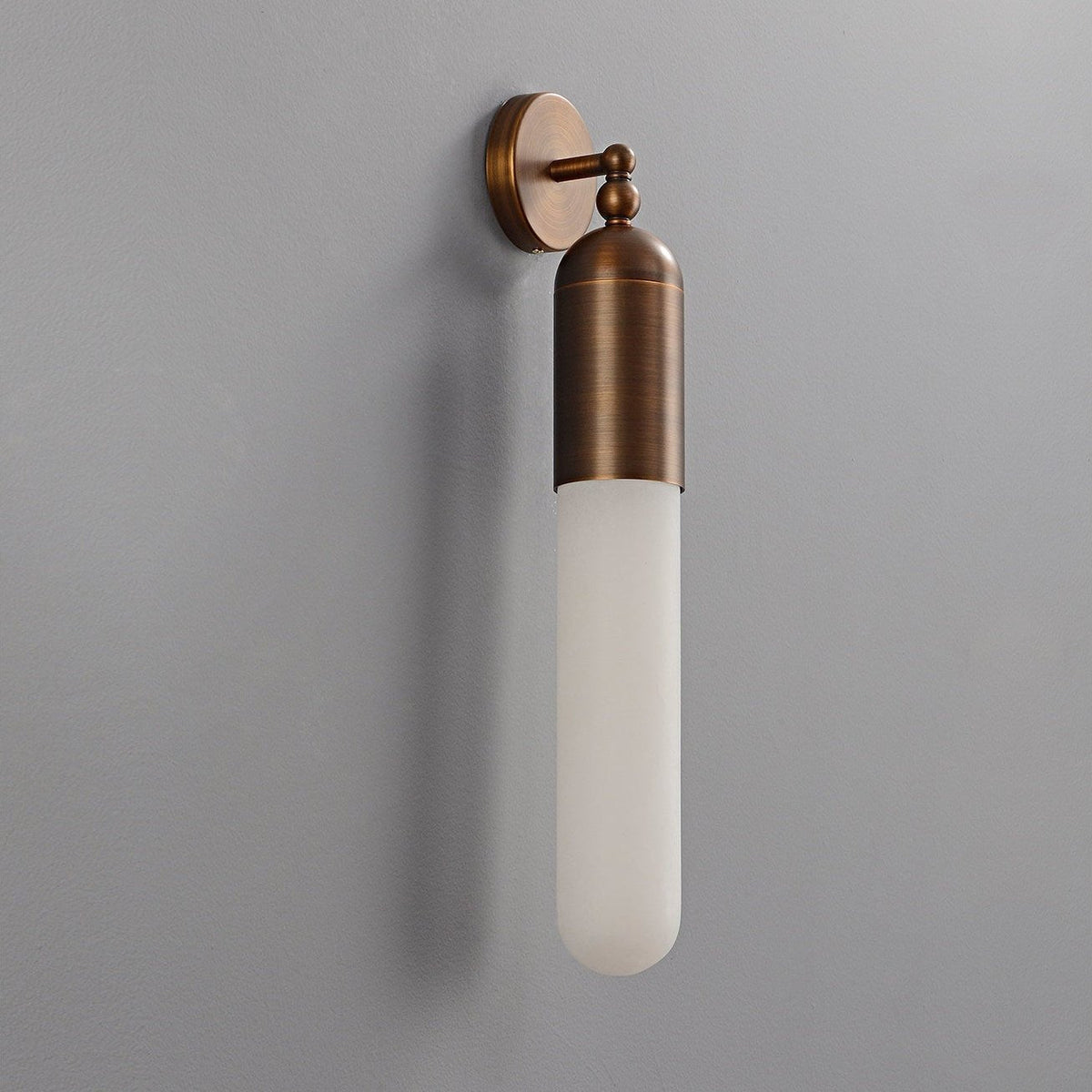 Alabaster Sculpted Tube Wall Sconce in Polished Brass