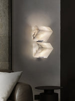 Alabaster Plug-In Wall Sconce with Integrated LED – Modern Staircase Lighting