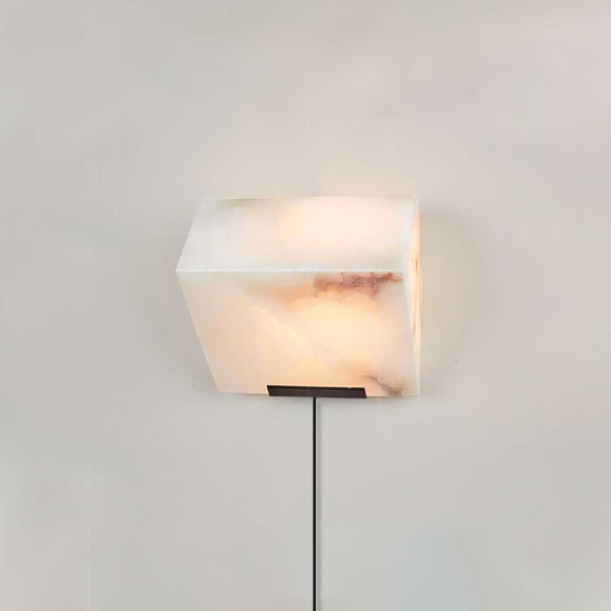 Alabaster Plug-In Wall Sconce with Integrated LED – Modern Staircase Lighting
