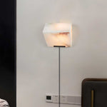 Alabaster Plug-In Wall Sconce with Integrated LED – Modern Staircase Lighting