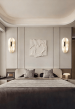 Alabaster Veil Wall Sconce – Modern LED Wall Light in Metal and Leather