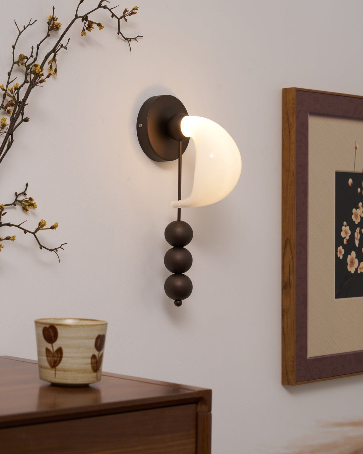 Alabris Sculptural LED Wall Sconce in Opal Glass and Metal
