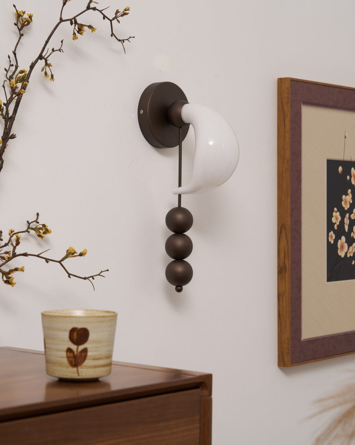 Alabris Sculptural LED Wall Sconce in Opal Glass and Metal