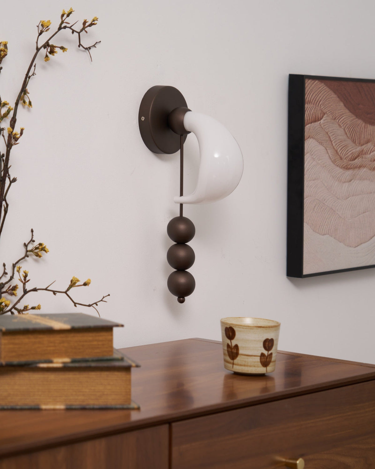 Alabris Sculptural LED Wall Sconce in Opal Glass and Metal
