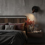 Alaric Wall Sconce in Black Travertine and Walnut Wood