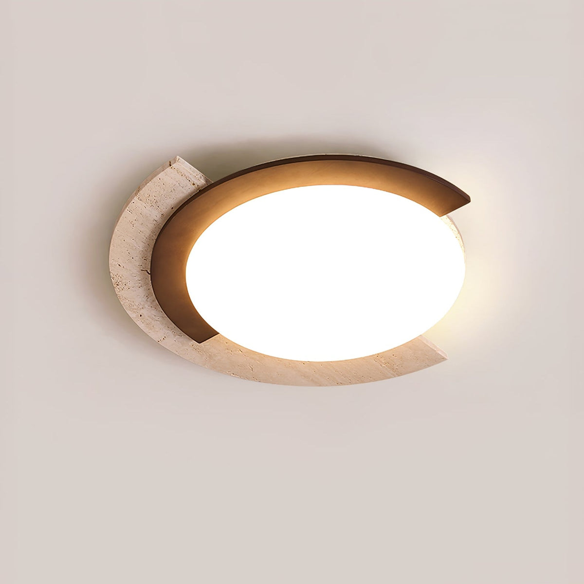 Alaric Semi-Flush Ceiling Light in Travertine and Bronze