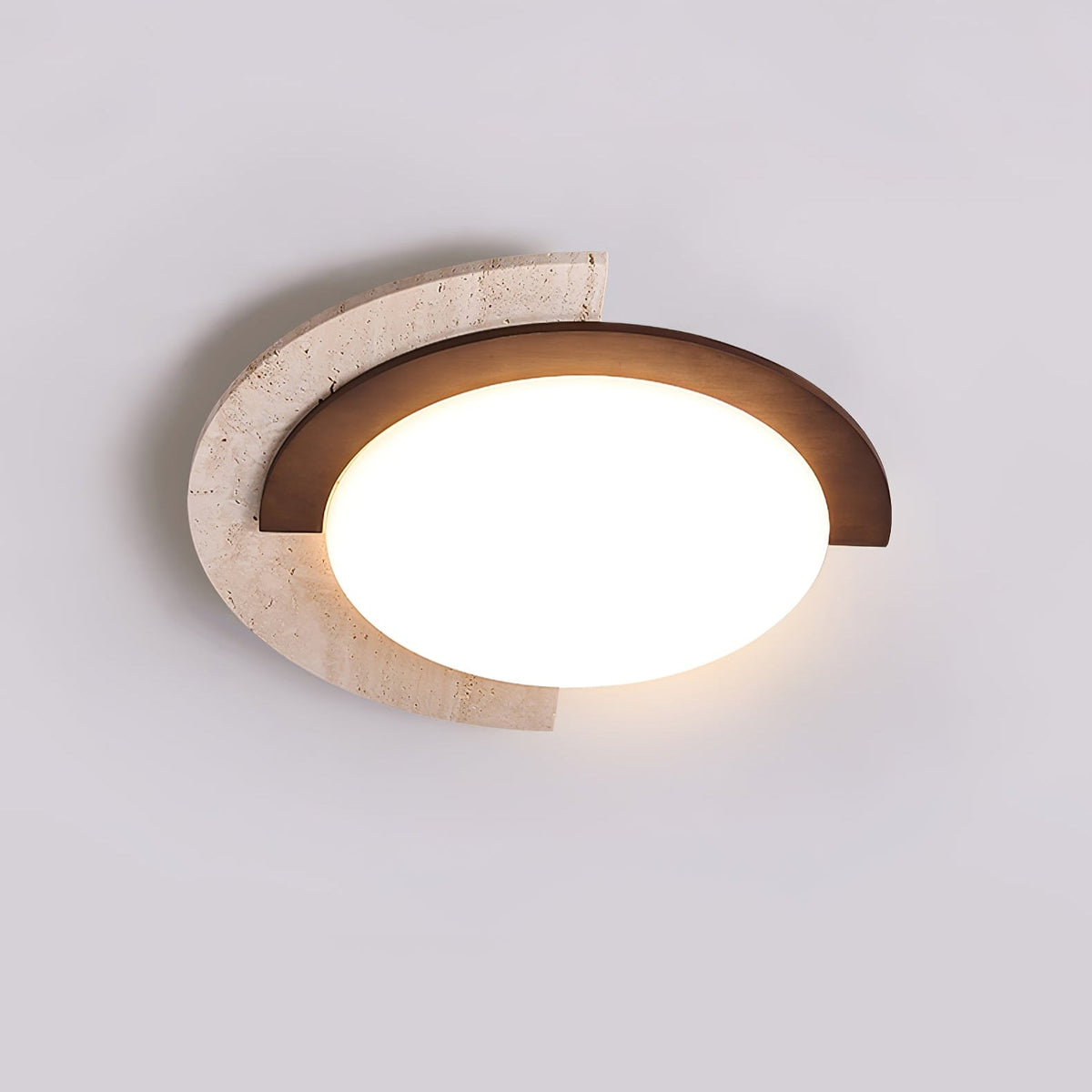 Alaric Semi-Flush Ceiling Light in Travertine and Bronze