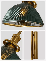 Alaric Fluted Glass Wall Sconce with Brass and Walnut Accents