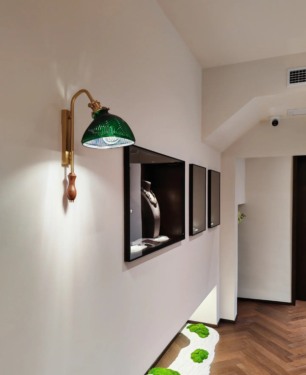 Alaric Fluted Glass Wall Sconce with Brass and Walnut Accents