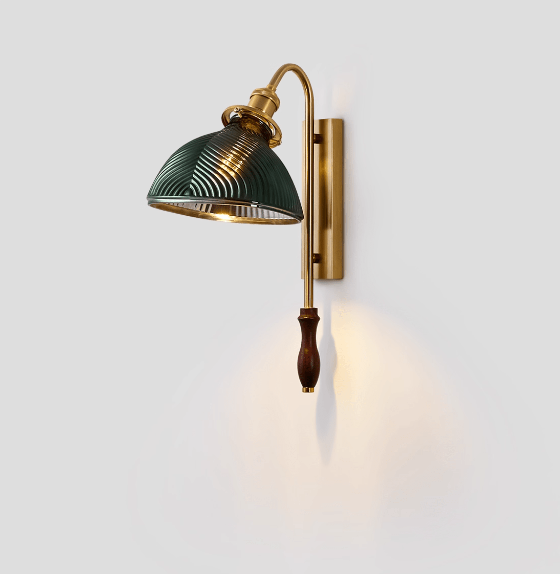 Alaric Fluted Glass Wall Sconce with Brass and Walnut Accents