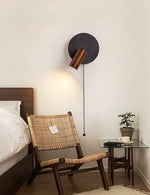Alaric Wall Sconce in Black Travertine and Walnut Wood