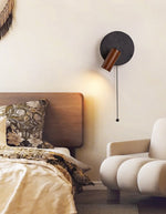 Alaric Wall Sconce in Black Travertine and Walnut Wood