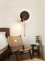 Alaric Wall Sconce in Black Travertine and Walnut Wood