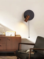 Alaric Wall Sconce in Black Travertine and Walnut Wood