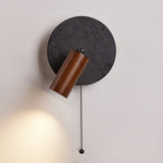 Alaric Wall Sconce in Black Travertine and Walnut Wood